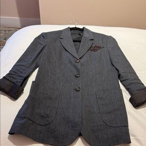 Brunello Cucinelli Charcoal Blazer with Pocket Detail
